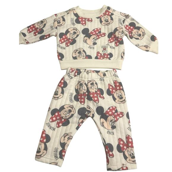 Disney 2 piece set in cream with Minnie Mouse - sweatshirt and sweatpants. - Picture 1 of 5